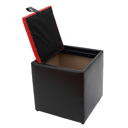 Taburet Box rosu / negru Ip, 37 x 37 x 42 cm
