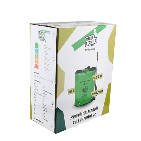 Pompa de stropit Micul Fermier Pandora, acumulator, verde, 20 l