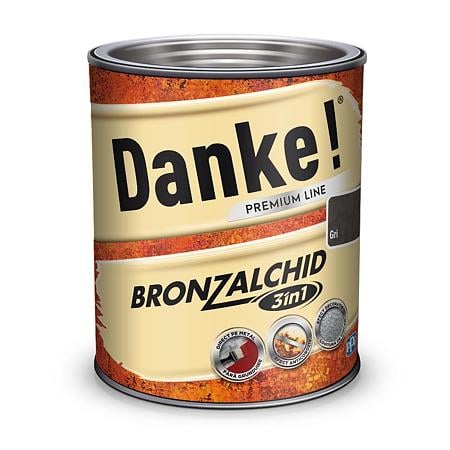 Email pentru metal Danke Bronzalchid 3in1, interior/exterior, pe baza de solvent, gri, lucios, 2.5 l