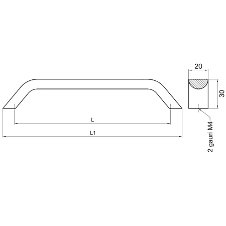 Maner Nur BR-252, aluminiu, satin-argint, 160 mm