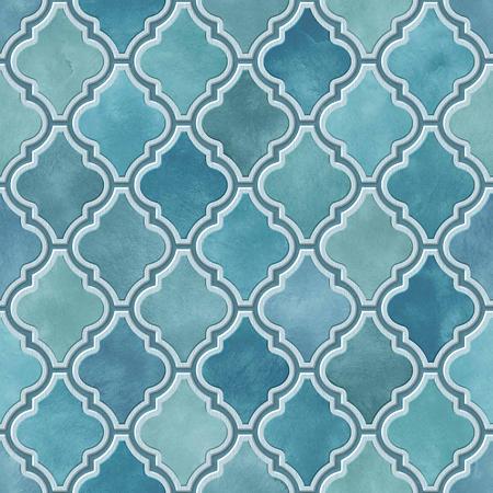 Folie autocolanta vitraliu 15-6655, PVC, model geometric, bleu, 45cm x 15 m