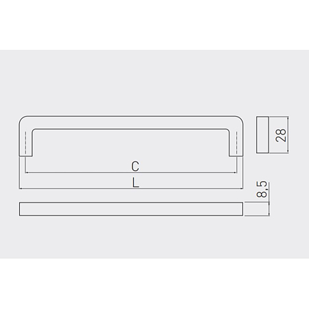 Maner Bagio din zamac, finisaj aluminiu, L 168 mm, 160 mm
