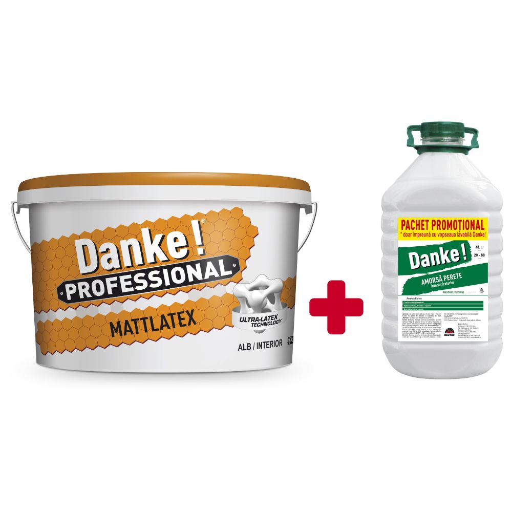 Vopsea lavabila interior Danke Mattlatex, alb, 15 l + amorsa 4 l alb
