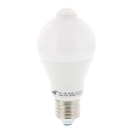 Bec LED cu senzor de miscare, 10W, E27, A60, lumina rece