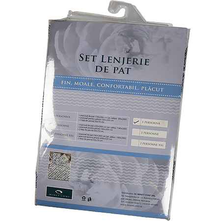 Lenjerie pat 1 persoana Minet Conf, bumbac 100% , stelute