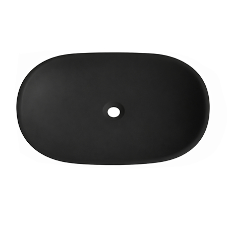 Lavoar oval Marmite WB 0608 500C, compozit mineral, antibacterian, fara preaplin, montaj pe blat, negru lucios, 500 x 400 x 150 mm