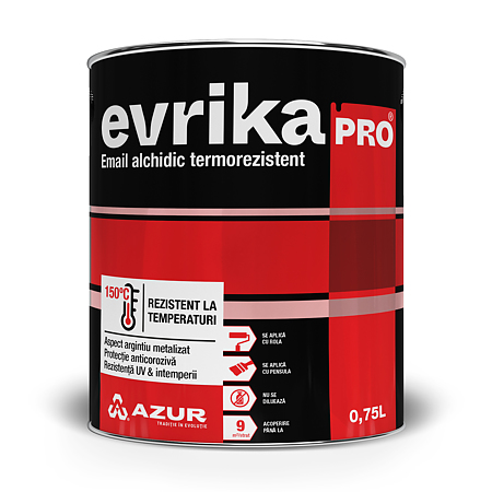 Email alchidic termorezistent Evrika Pro, pentru metal, argintiu metalizat, 0.75 L