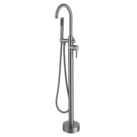 Baterie cada freestanding Axys Seel, fixare in podea, alama, inox, monocomanda, 109 x 95.5 x 16 cm 
