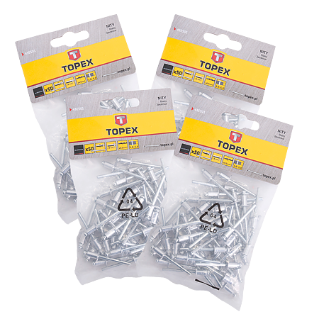 Nituri pop, aluminiu, Topex, 4,8 x 8 mm, 50 bucati