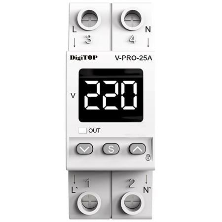 Releu protectie tensiune monofazat DigiTop V-PRO 25A, 25A, afisaj digital, setari programabile
