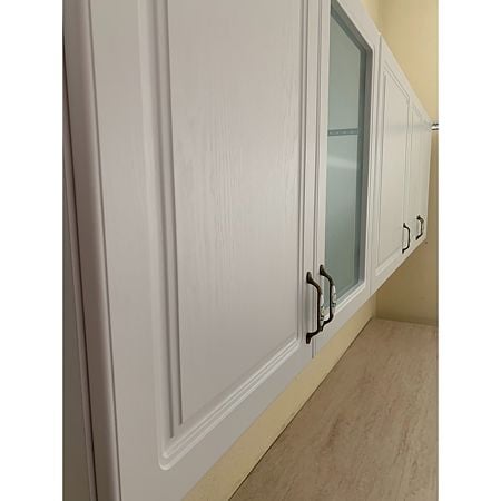 Mobila bucatarie Mobylux Alaska, MDF frezat si infoliat, alb, blat inclus, lungime 2.4 m