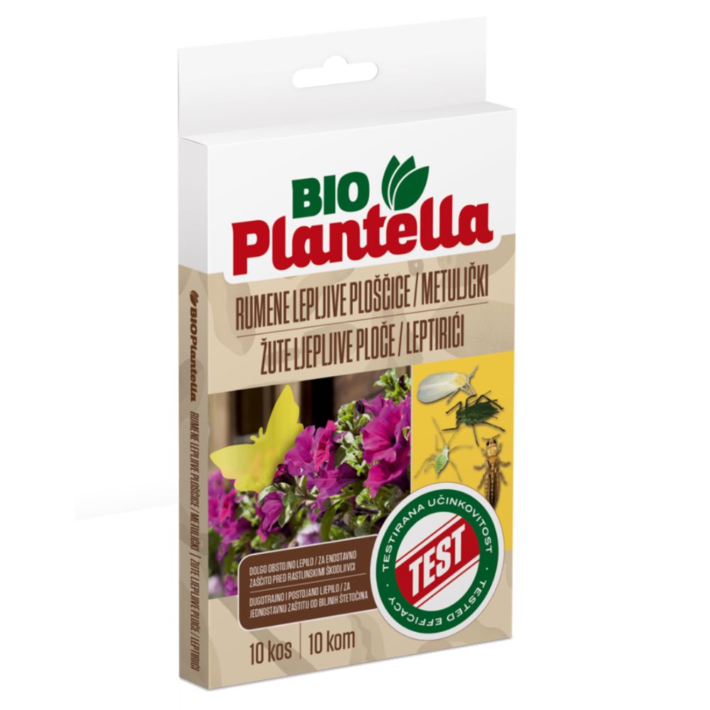 Placi galbene adezive Bio Plantella, fluturasi, 10 bucati/cutie adezive