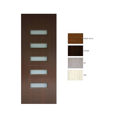 Usa interior celulara cu geam Pamate M104, reversibila, MDF, stejar auriu, toc reglabil, 200 x 70 x 3.5 cm