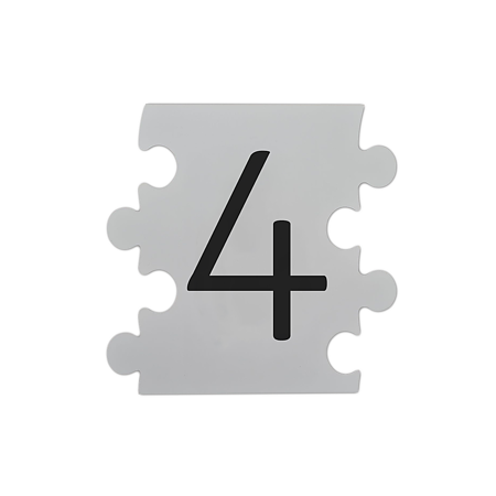 Placa numar modular 4, aluminiu compozit, alb, 14.5 x 14 cm