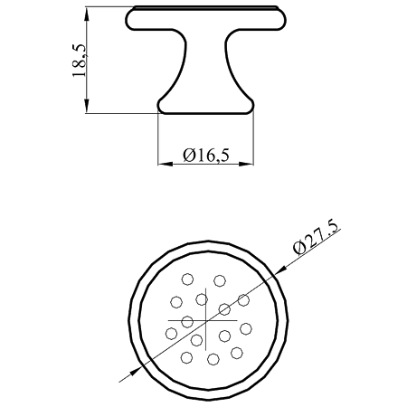Buton Noktali Economic, zamac, 18,5 x 27,5 mm, crom