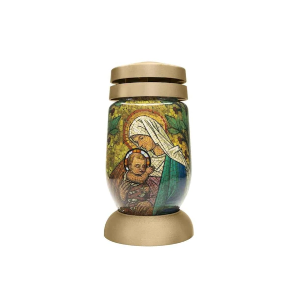 Candela LCA Bolsius, sticla, Vitralii Maica Domnului, 9.1 x 21 cm 9.1