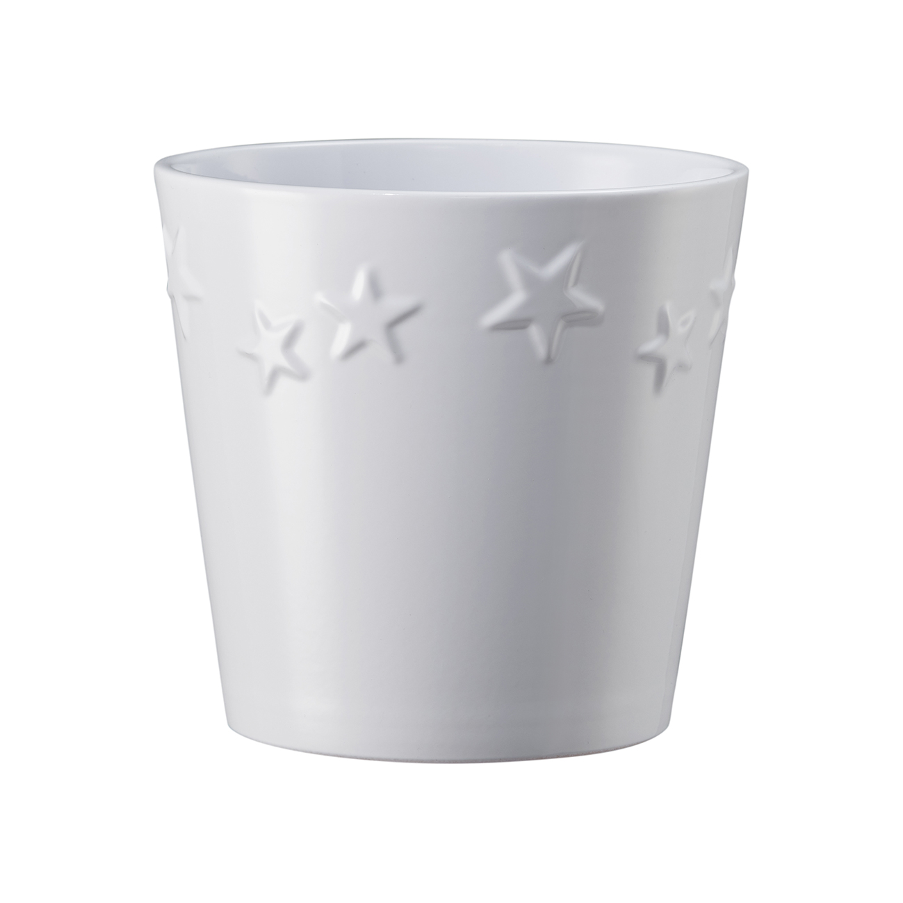 Ghiveci SK Starlight, ceramica, alb, diametru 14 cm, 13 cm alb