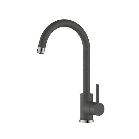 Chiuveta de bucatarie SanDonna Lena, granit compozit, negru cu baterie mobila Solo, negru, 51 x 51 cm