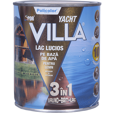 Lac pentru lemn Spor Villa Yacht lucios 3 in 1 pin 0,75 L