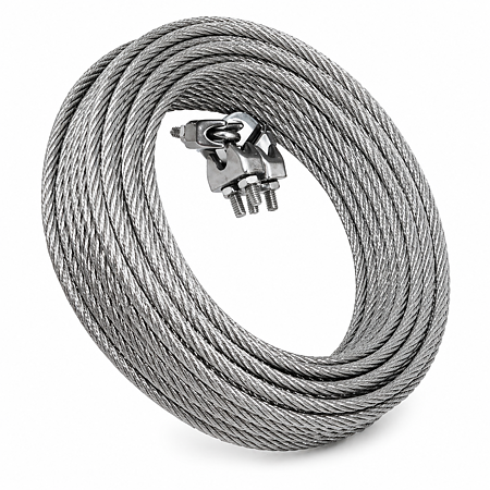 Cablu inox cu 3 bride si rodanta, Ø 3 mm, lungime 15 m