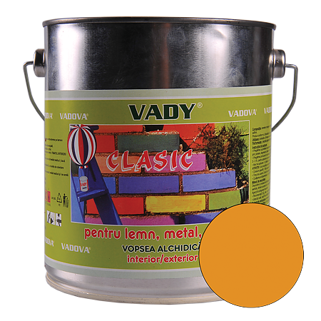  Vopsea alchidica Vady clasic, pentru lemn/metal/zidarie, interior/exterior, ocru, 3 kg