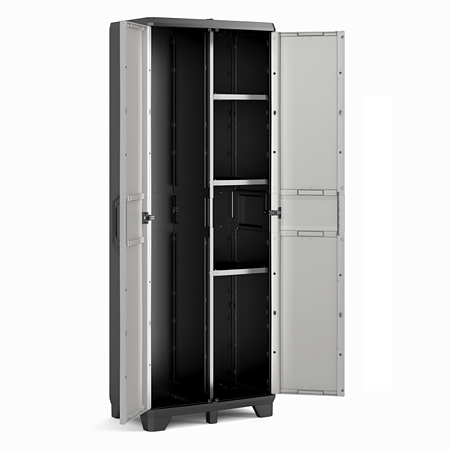Dulap cu 3 polite, Keter High Gear Utility, polipropilena, gri, 68 x 39 x 182 cm Dulap cu 3 polite, Keter High Gear Utility, polipropilena, gri, 68 x 39 x 182 cm