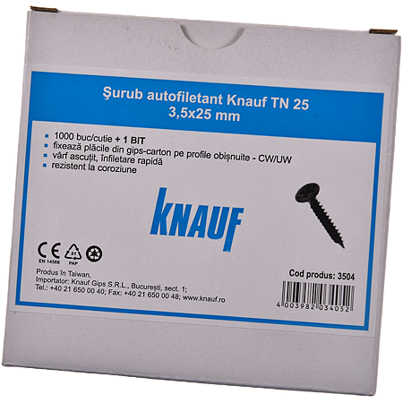 Surub autofiletant Knauf TN25, 3,5 x 25mm, 1000 buc