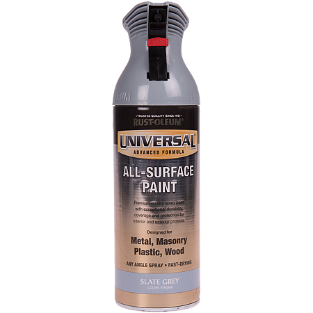 Vopsea spray universala Rust-Oleum, gri ardezie, lucios, interior/exterior, 400 ml