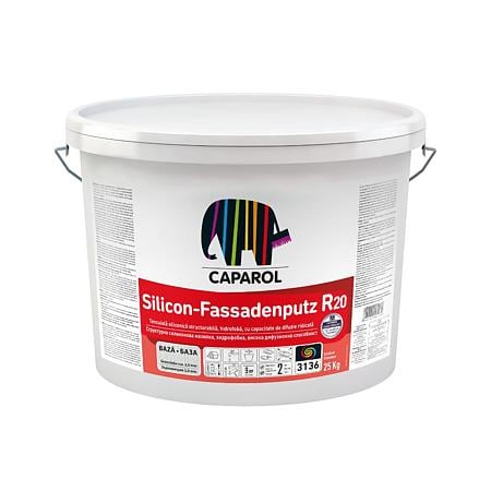 Tencuiala decorativa siliconica Caparol FassadenPutz R20, aspect scoarta de copac, granulatie 2 mm, exterior, alb, 25 kg