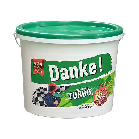 Vopsea lavabila pentru interior Danke Turbo, 15 l, alb + amorsa 2,5 l