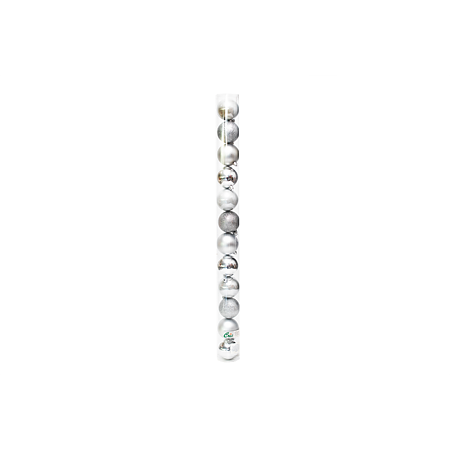 Set 12 globuri decorative de Craciun, plastic, argintiu, 6 cm
