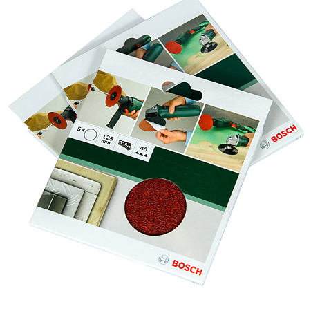 Foi abrazive Bosch, granulatie 40, 125 mm, 5 bucati, pentru polizor unghiular si masina de gaurit