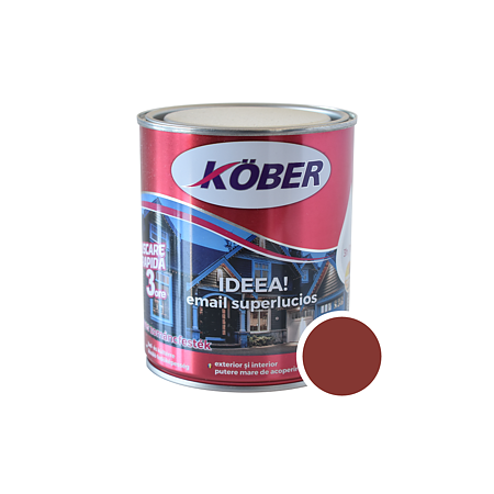 Vopsea email Kober Ideea pentru lemn/metal/sticla, interior/exterior, maro roscat, 0,75 l