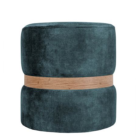 Taburet Ring, inel stejar, stofa turcoaz inchis P13, rotund, 38 x 38 x 40 cm