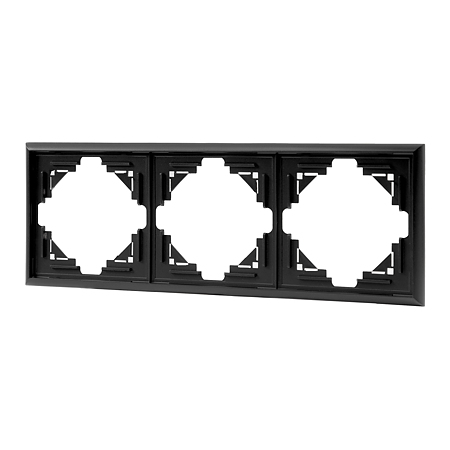 Rama de aparataj Luna, 3 module, PVC, negru