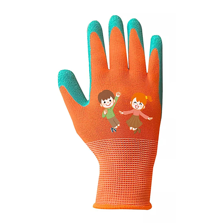 Manusi protective pentru copii Neo Tools, textil/latex, verde/potocaliu, marimea 5