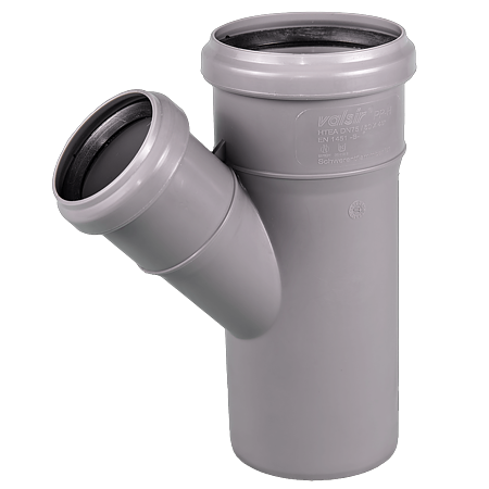 Ramificatie Valrom, PP, gri, 75 x 50 mm, 45 grade