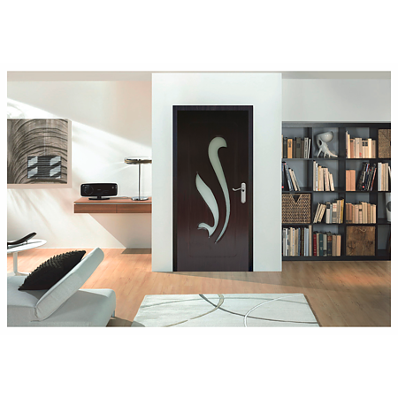 Usa interior celulara cu geam Pamate M033, reversibila, MDF, wenge, toc fix, 200 x 80 cm x 3.5 cm