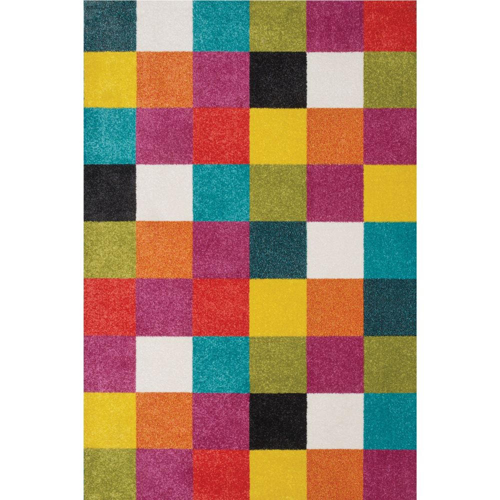 Covor copii Sintelon Play 08AMP, polipropilena, model geometric, multicolor, 80 x 150 cm