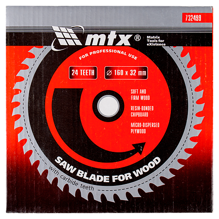 Disc debitare lemn, MTX, 160 х 32 mm, 24 dinti