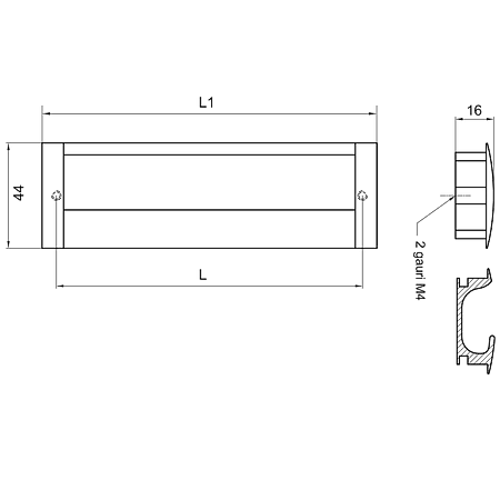 Maner aluminiu Sumru cu terminatii 128 mm satin-argint