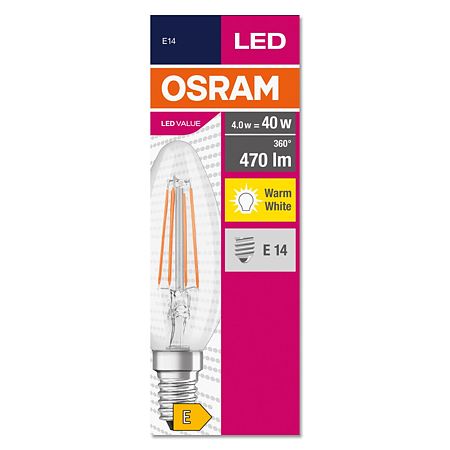 Bec LED Value Classic B, lumanare, E14, 4 W, 470 lm, lumina calda 2700 K