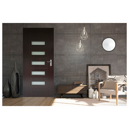 Usa interior celulara cu geam Pamate M104, reversibila, MDF, wenge, toc reglabil, 200 x 80 x 3.5 cm