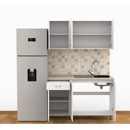 Mobila bucatarie Tedy, pal melaminat, alb, lungime 1.35 m