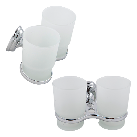 Port pahar dublu 3152 , inox, sticla mata, 15.5 x 11 x 10 cm