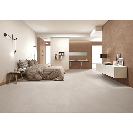 Gresie portelanata interior/exterior Riverstone Bianco Grande, rectificata, crem, mat, PEI 4, aspect piatra, 60 x 120 cm