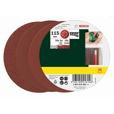 Foi abrazive Bosch 2607019496 , G80, 120, 240, 25 bucati, pentru slefuitoare cu excentric