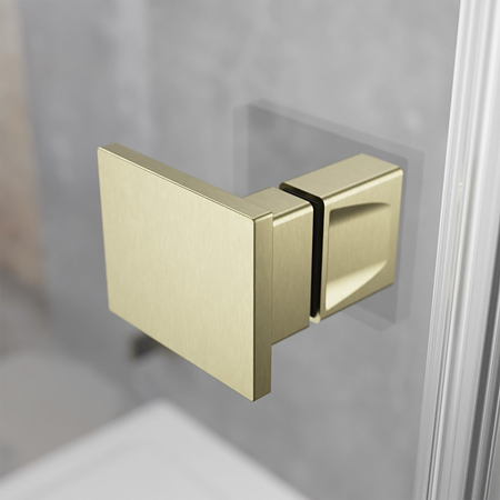 Cabina dus Radaway Essenza Brushed Gold KDJ, culisant, sticla 6 mm, Easy Cleen, 90 x 90 X 200 cm