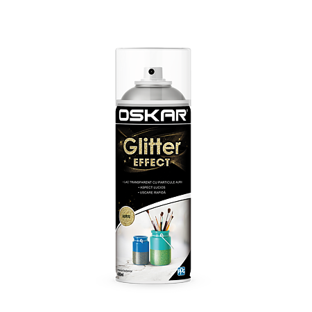 Vopsea spray Oskar Glitter Effect, auriu, lucios, interior/exterior, 400 ml