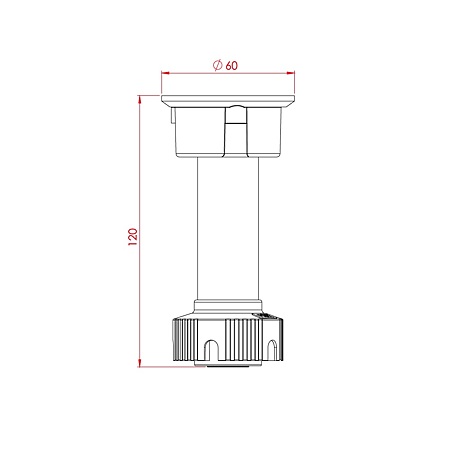 Picior reglabil bucatarie, plastic, negru, D26, 120 mm